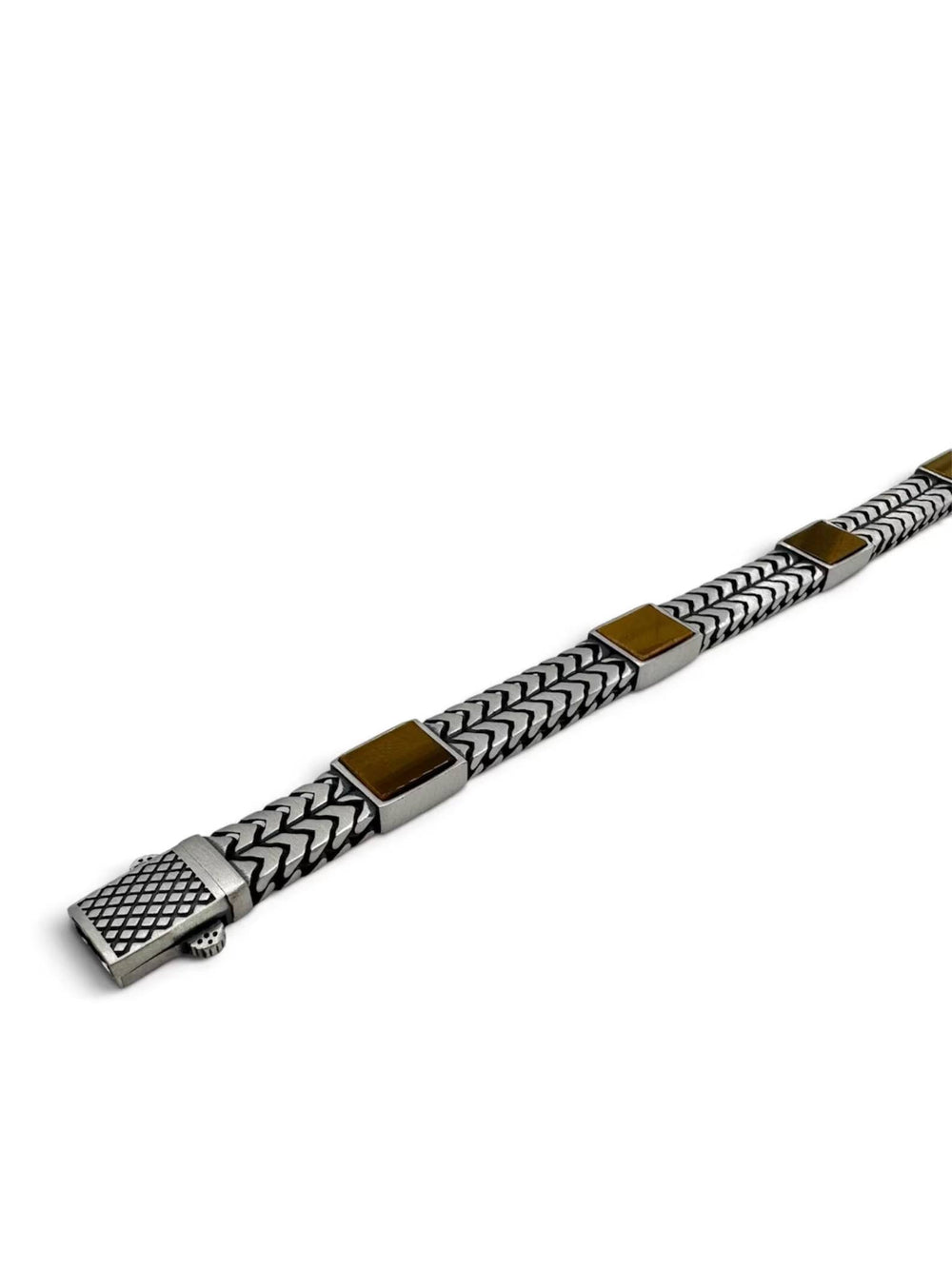DAWN MAVERICK Tigerauge-Armband 925 Sterlingsilber Herrenschmuck – Ansicht 2