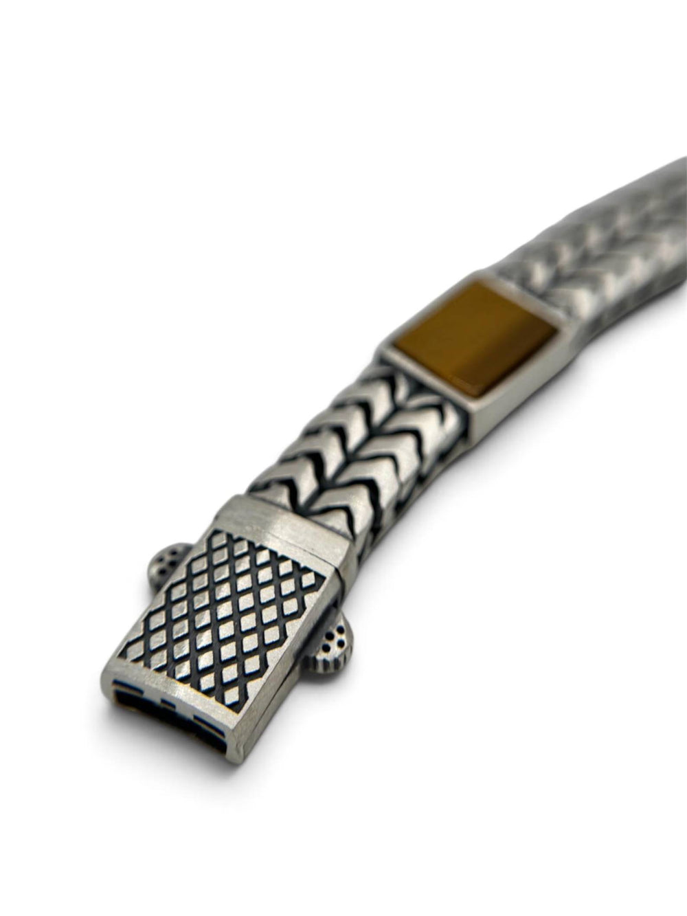 DAWN MAVERICK Tigerauge-Armband 925 Sterlingsilber Herrenschmuck – Ansicht 3