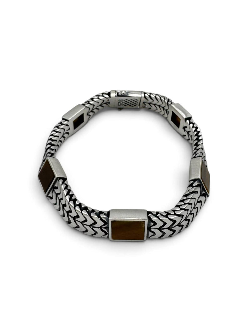 DAWN MAVERICK Tigerauge-Armband 925 Sterlingsilber Herrenschmuck – Ansicht 1